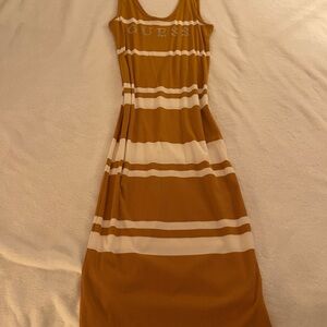 GUESS Women's yellow and White Striped Dress